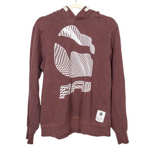 G-STAR RAW Maroon Red Lefan Hooded Sweatshirt French Terry Men's Large